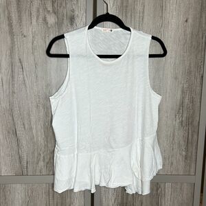 Sundry Tank Top White Ruffle Cotton Made in USA Size 1